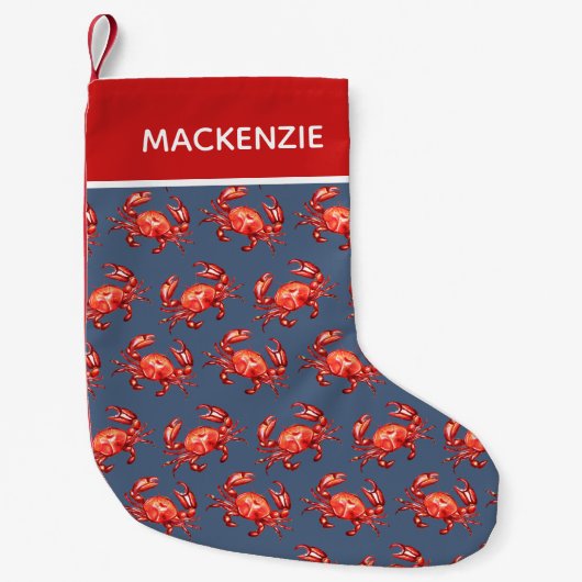 Personalisiertes Navy Crab Pattern Kleiner Weihnachtsstrumpf (Vorderseite)