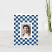 Personalisiertes Navy Gingham Kariert Foto Dankeskarte (Rückseite)