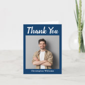 Personalisiertes Navy Gingham Kariert Foto Dankeskarte (Vorderseite)