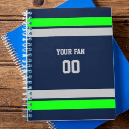 Personalisiertes Navy-, Green & Grey Football Team Notizblock
