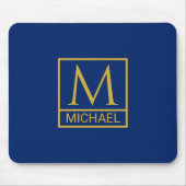 Personalisiertes Navy-Mauspad mit Initiale und Nam Mousepad (Vorne)
