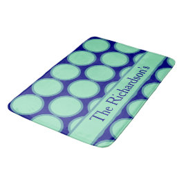 Personalisiertes Navy-Mint-Polka-Punkt-Muster Mode Badematte