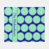 Personalisiertes Navy Minze Punkte Muster Modern Fleecedecke (Vorderseite (Horizontal))