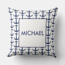 Personalisiertes Navy-Nautical-Anchor-Kissen