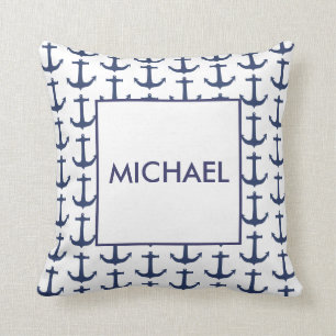 Personalisiertes Navy-Nautical-Anchor-Kissen Kissen