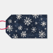 Personalisiertes Navy Snowflake Weihnachtsfest Fot Geschenkanhänger (Rückseite Horizontal)
