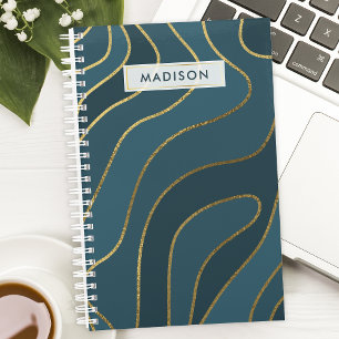 Personalisiertes Navy- und Gold-Abstrakt Planer