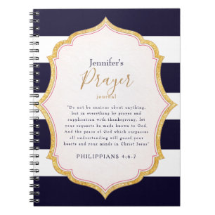 Personalisiertes Navy- und Gold-Gebetsjournal Notizblock