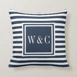 Personalisiertes Navy- und Weiß-Monogramm Kissen