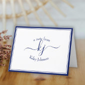 Personalisiertes Navy Weiß vom Schreibtisch der No Dankeskarte