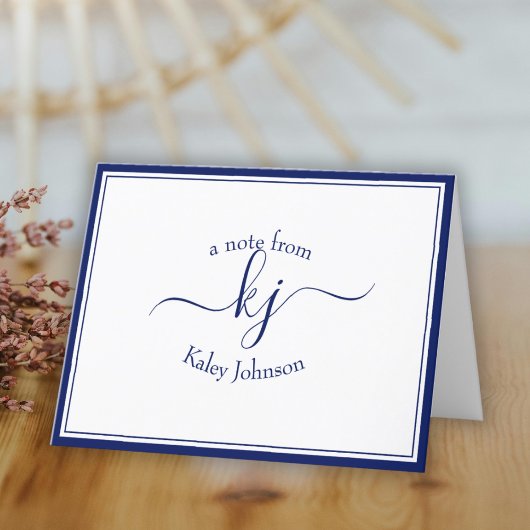 Personalisiertes Navy Weiß vom Schreibtisch der No Dankeskarte