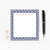 Personalisiertes Navy & White Preppy Muster Notizblock
