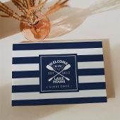 Personalisiertes Navy & White Strip Lake House Gästebuch