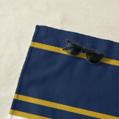 Personalisiertes Navy White Stripes Muster Strandtuch (Beispiel)