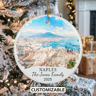 Personalisiertes Neapel-Ornament, Italien-Geschenk Keramik Ornament