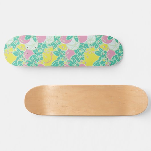 Personalisiertes Neon Modern Bud & Blume Muster Skateboard (Horizontal)