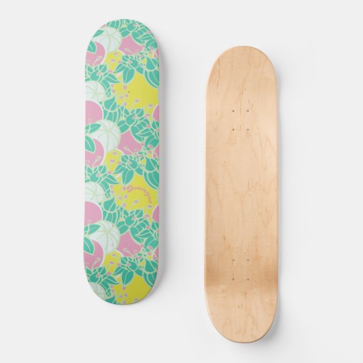 Personalisiertes Neon Modern Bud & Blume Muster Skateboard (Vorderseite)