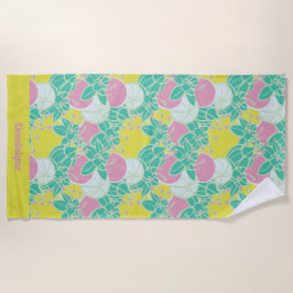Personalisiertes Neon Modern Bud & Blume Muster Strandtuch