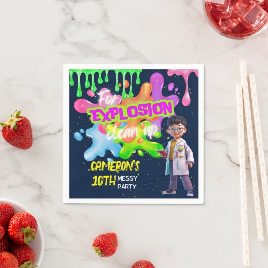 Personalisiertes Neon Science STEM Experiment Part Serviette (Beispiel)