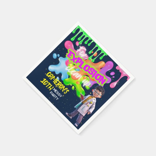 Personalisiertes Neon Science STEM Experiment Part Serviette (Ecke)