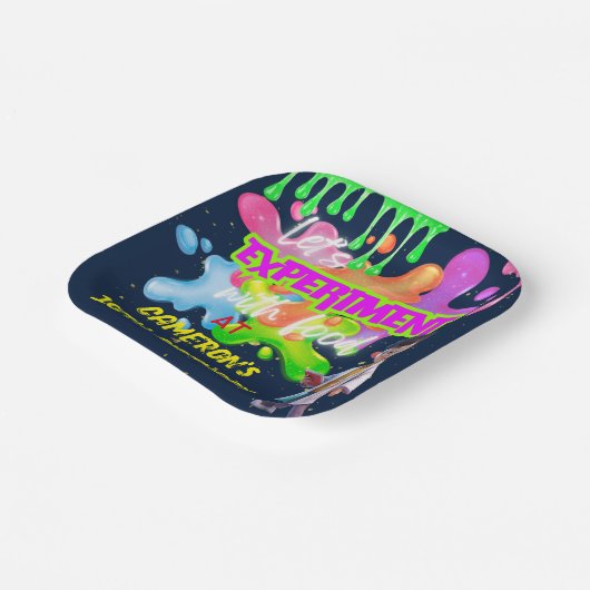 Personalisiertes Neon Science STEM Experiment Squa Pappteller (Gewinkelt)