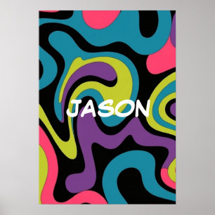 Personalisiertes neonfarbenes abstraktes Muster — Poster