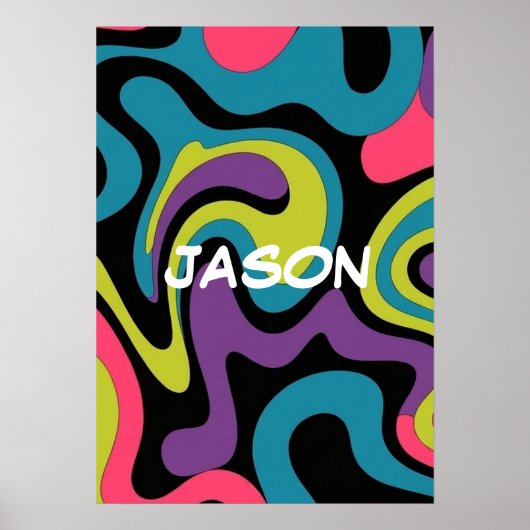 Personalisiertes neonfarbenes abstraktes Muster — Poster (Vorne)