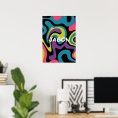 Personalisiertes neonfarbenes abstraktes Muster — Poster (Heimbüro)