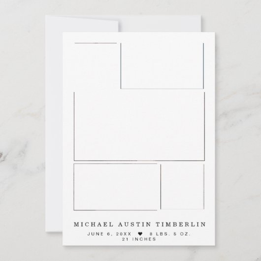 Personalisiertes neues 5-Image Baby Foto Birth Ankündigung (Vorderseite)