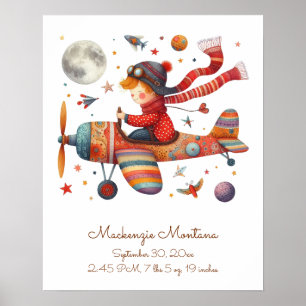 Personalisiertes neues Baby Art Child Flying Flugz Poster