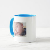 Personalisiertes neues Baby-Foto, Name und Datum Tasse (Vorderseite Links)