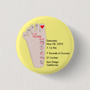 Personalisiertes Neues Baby-Geschenk Geburtsstatis Button