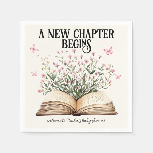 Personalisiertes neues Kapitel beginnt Buch Kinder Serviette (Vorderseite)