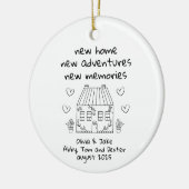 Personalisiertes neues Zuhause Keepake-Wechselhaus Keramik Ornament (Links)