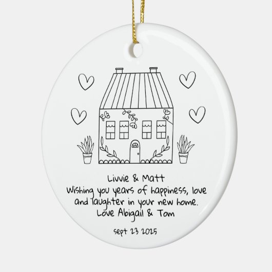 Personalisiertes neues Zuhause Keepake-Wechselhaus Keramik Ornament (Links)