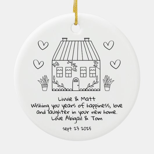 Personalisiertes neues Zuhause Keepake-Wechselhaus Keramik Ornament (Hinten)