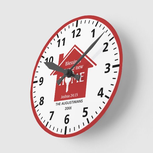 Personalisiertes neues Zuhause Runde Wanduhr (Winkel)