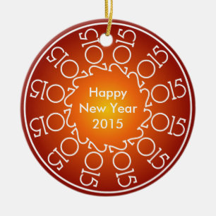 Personalisiertes Neujahrsdesign 2015 Keramikornament