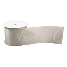 Personalisiertes Neutrales Beige Elegantes Namens- Satinband