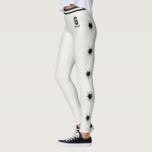 Personalisiertes Neutrales Schwarz Muster Splash B Leggings (Links)