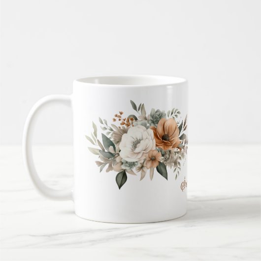 Personalisiertes neutrales WasserfarbenflorBouquet Kaffeetasse (Links)