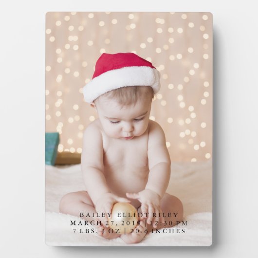 Personalisiertes New Baby Foto Weihnachtsfeier Fotoplatte (Vorderseite)