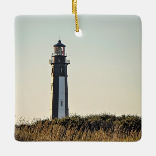 Personalisiertes New Cape Henry Lighthouse Weihnac Keramikornament (Vorderseite)
