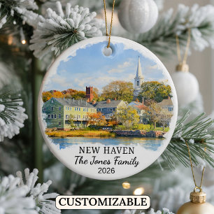 Personalisiertes New Haven-Ornament, individuelles Keramik Ornament