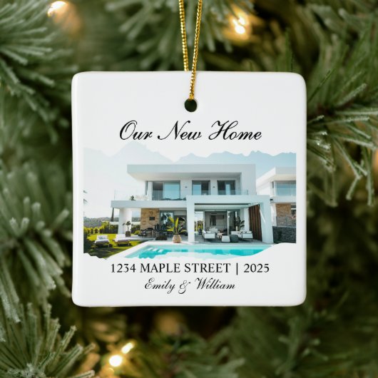 Personalisiertes New House Ornament, Realtor Gift Keramikornament (Baum)