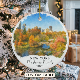 Personalisiertes New Yorker Ornament, Central Park Keramik Ornament