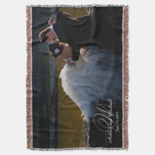 PERSONALISIERTES NEWLYWES KEEPSAKE Monogramm Foto Decke (Vorderseite Vertikal)