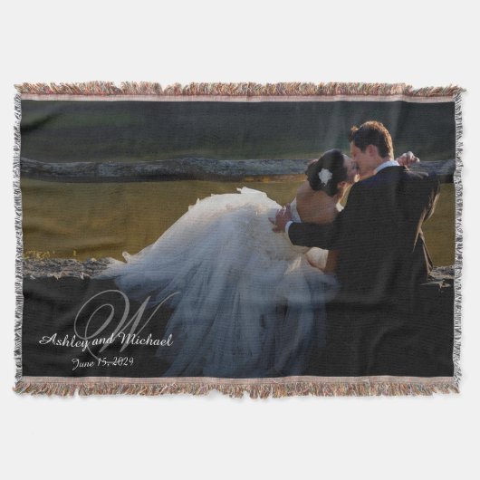 PERSONALISIERTES NEWLYWES KEEPSAKE Monogramm Foto Decke (Vorderseite)