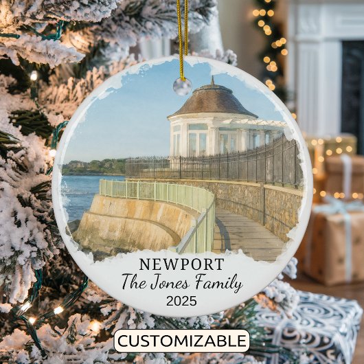 Personalisiertes Newport-Ornament, Insel Rhode Keramik Ornament