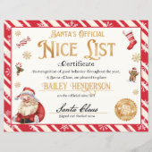 Personalisiertes Nice-Zertifikat vom Weihnachtsman (Vorderseite)
